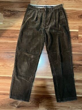 Polo by Ralph Lauren Dark Brown Corduroy Pleated Trousers